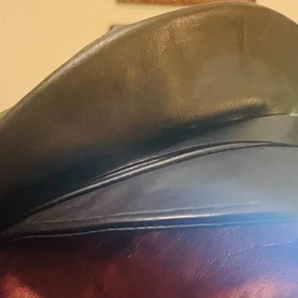 1990s Black Leather Harley Davidson Motorcycle Cap Leather Band - Picture 5 of 9